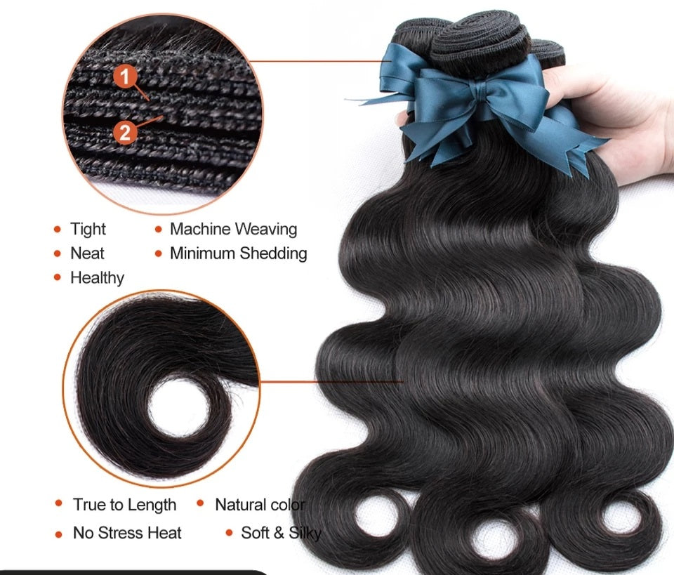 Brazilian Hair Body Wave 3 Bundles With Closure