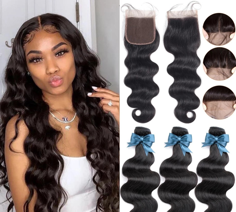 Brazilian Hair Body Wave 3 Bundles With Closure