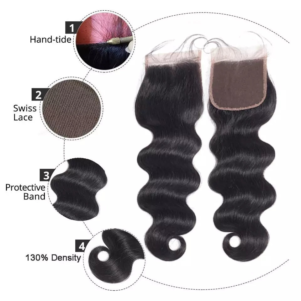 Brazilian Hair Body Wave 3 Bundles With Closure