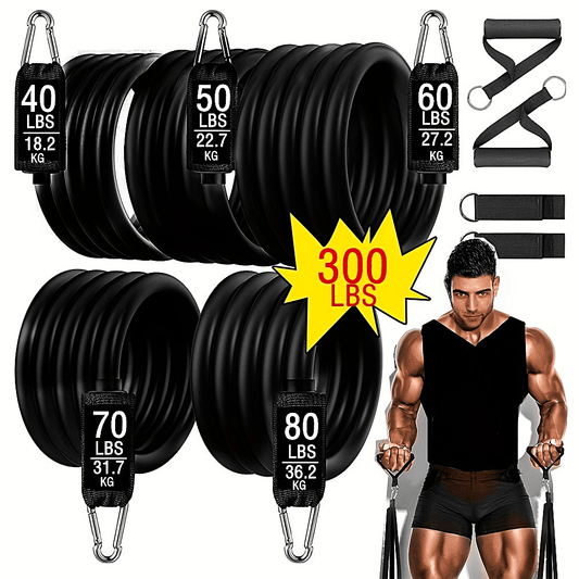 Complete 300lbs Resistance Bands Set for Home Workouts