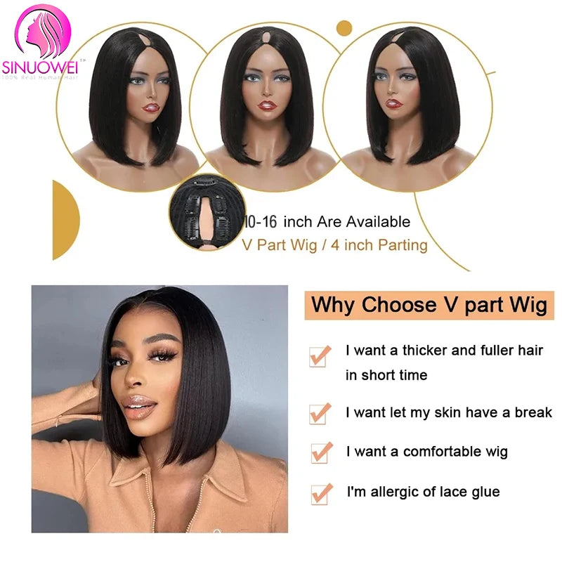 Short V Part Bob Wigs