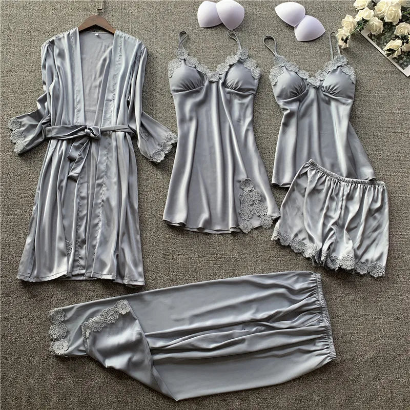 5PCS Satin Lace Sleepwear