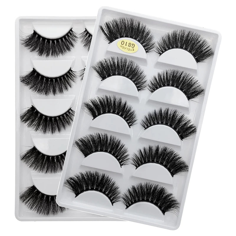 5 Pairs Eyelashes 3d Mink Lashes Natural Long 1 Box