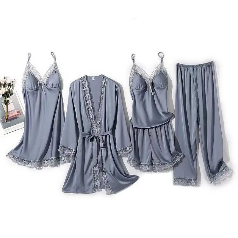 5PCS Satin Lace Sleepwear