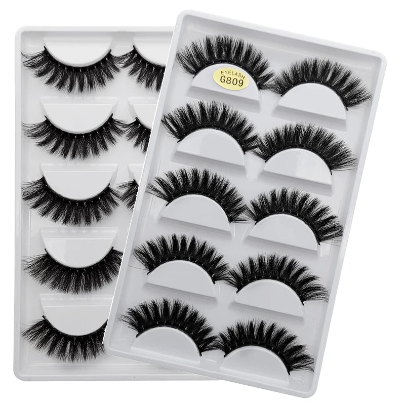 5 Pairs Eyelashes 3d Mink Lashes Natural Long 1 Box