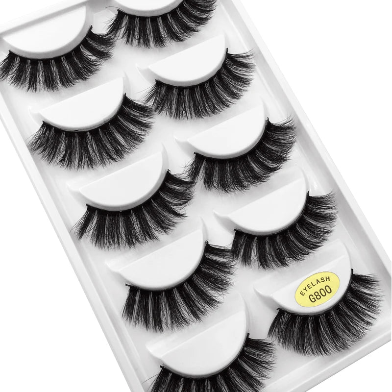 5 Pairs Eyelashes 3d Mink Lashes Natural Long 1 Box