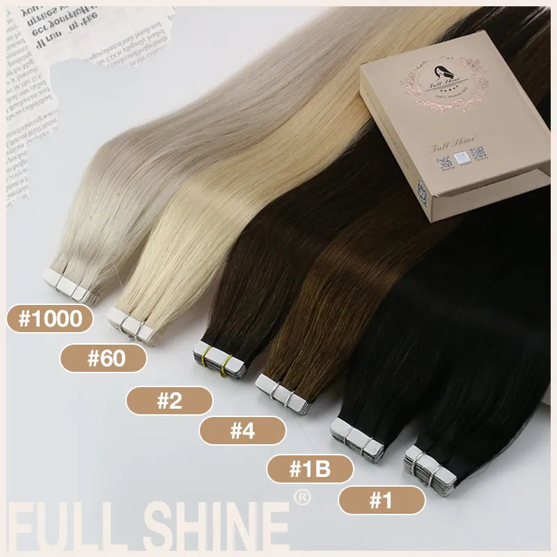 Pure Blonde Hair Tape in Human Hair Extensions 20pcs Adhesive