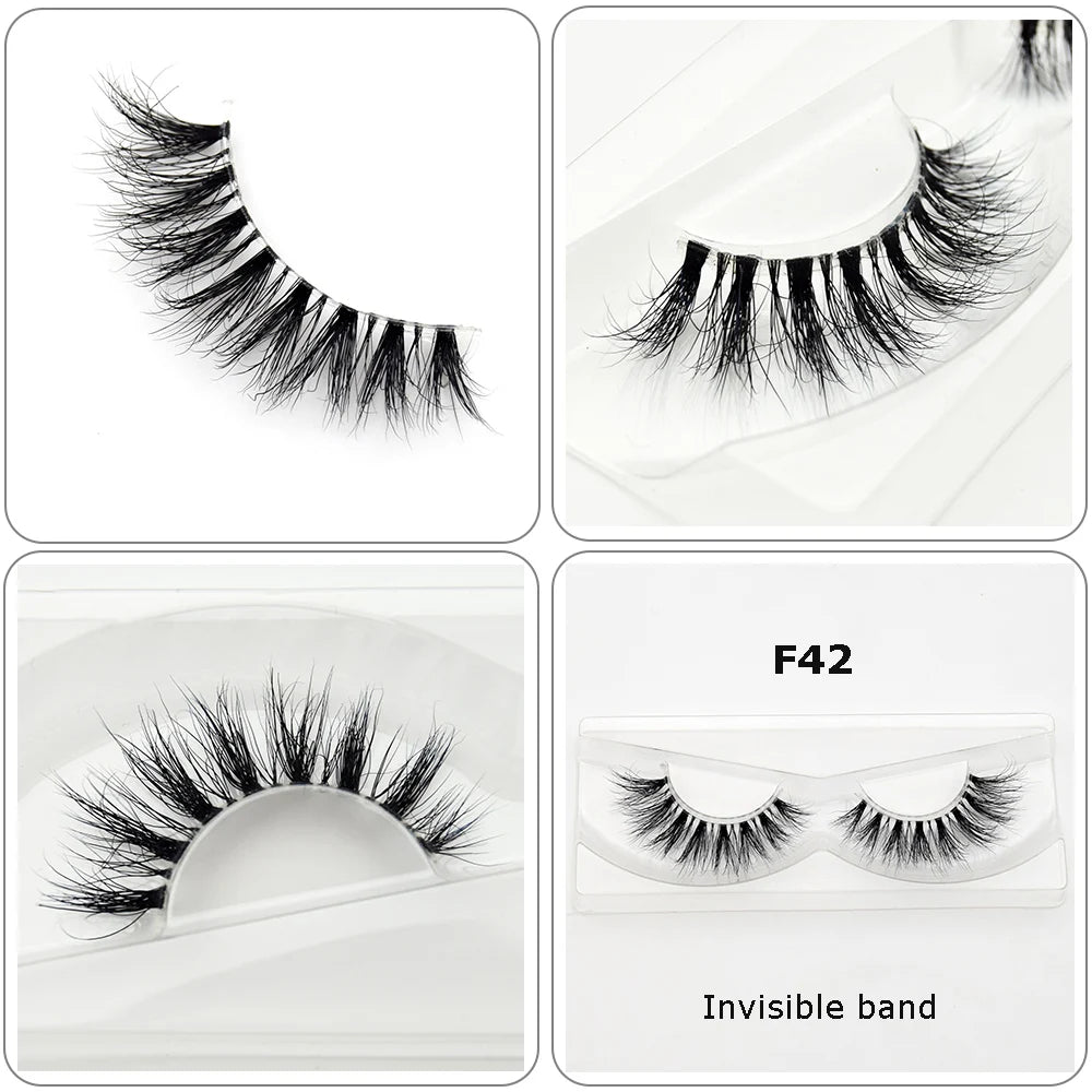 Mink Eyelashes Clear Band Eye Lashes Crisscross Transparent