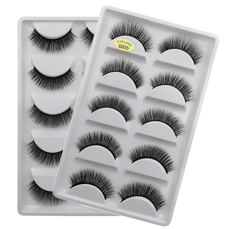 5 Pairs Eyelashes 3d Mink Lashes Natural Long 1 Box