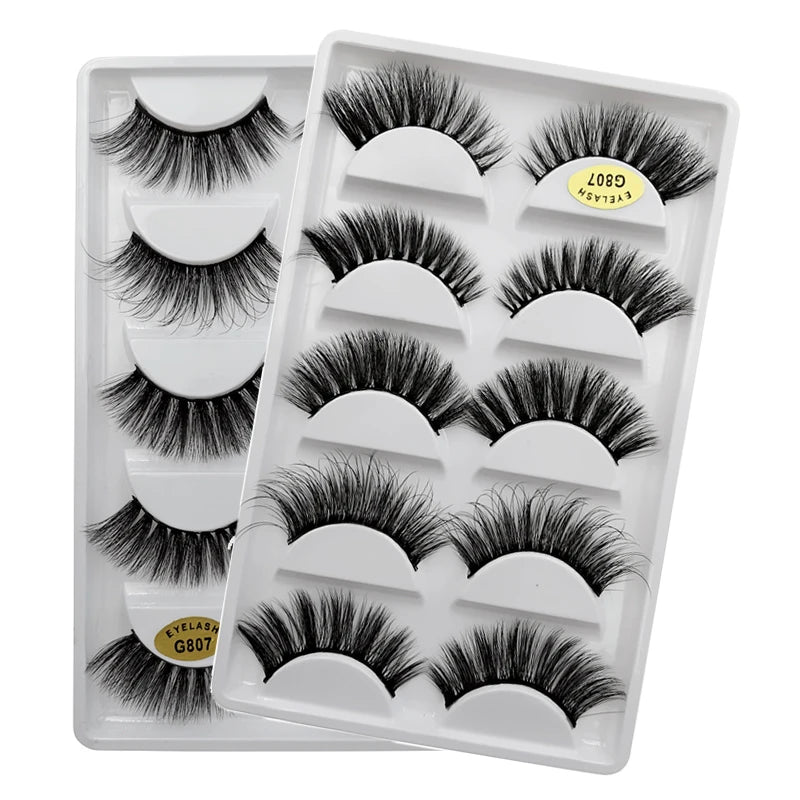 5 Pairs Eyelashes 3d Mink Lashes Natural Long 1 Box