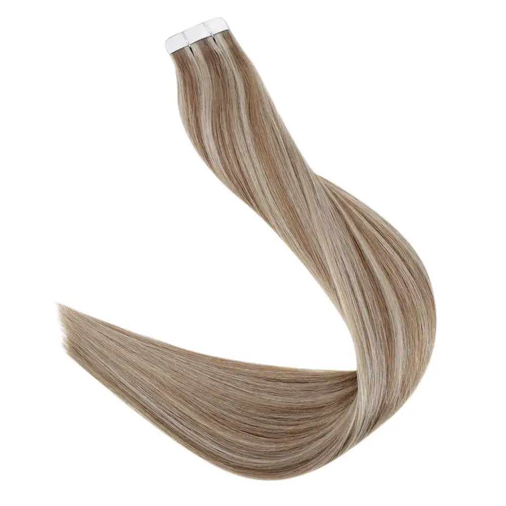 Pure Blonde Hair Tape in Human Hair Extensions 20pcs Adhesive