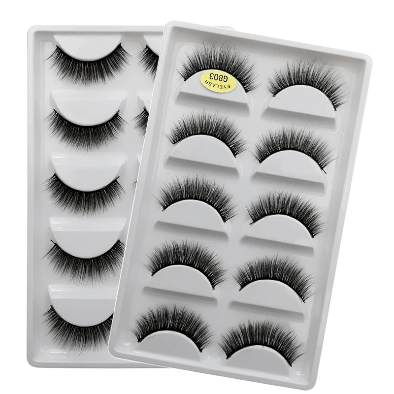 5 Pairs Eyelashes 3d Mink Lashes Natural Long 1 Box