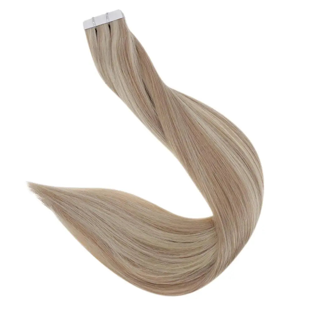 Pure Blonde Hair Tape in Human Hair Extensions 20pcs Adhesive