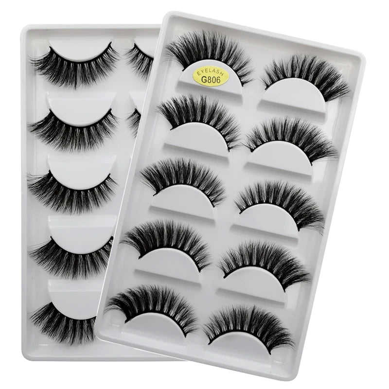 5 Pairs Eyelashes 3d Mink Lashes Natural Long 1 Box