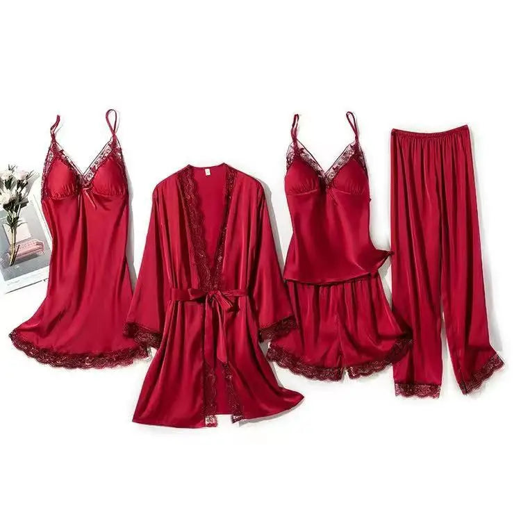 5PCS Satin Lace Sleepwear