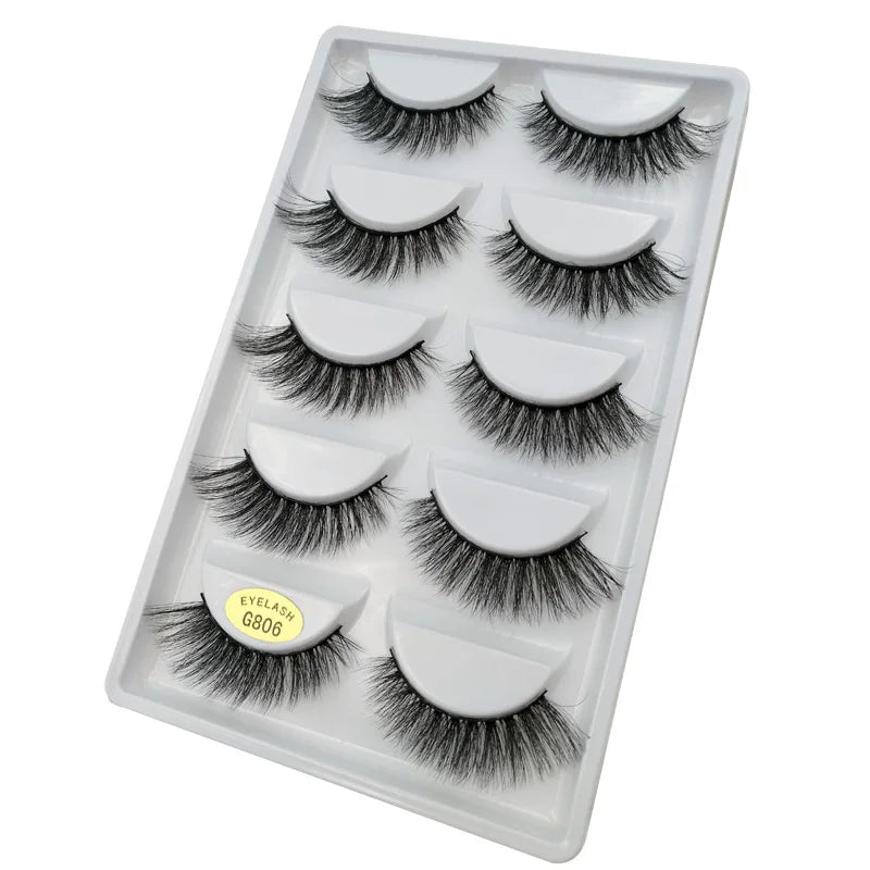 5 Pairs Eyelashes 3d Mink Lashes Natural Long 1 Box