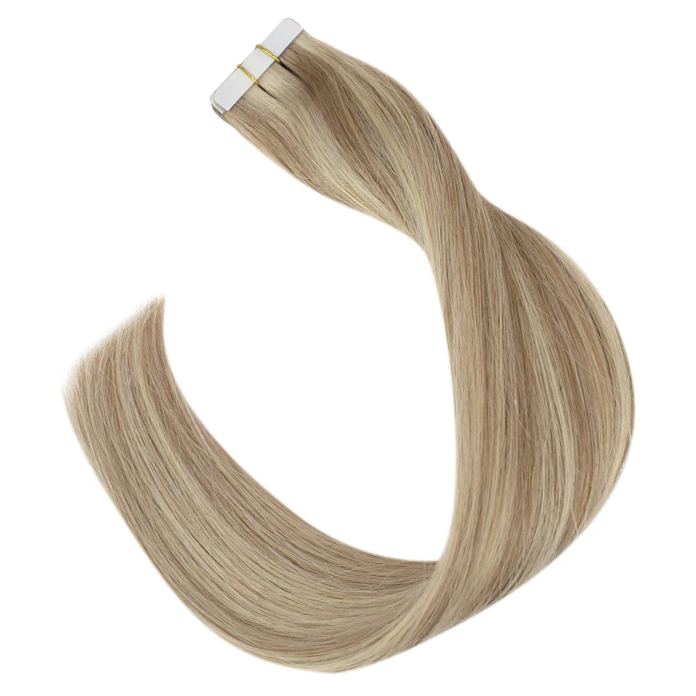 Pure Blonde Hair Tape in Human Hair Extensions 20pcs Adhesive