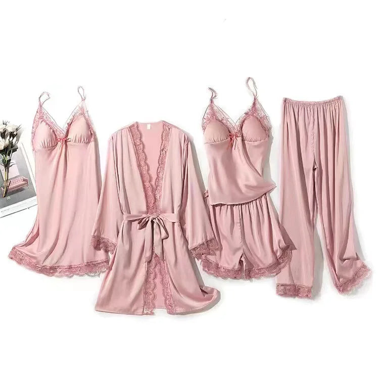 5PCS Satin Lace Sleepwear