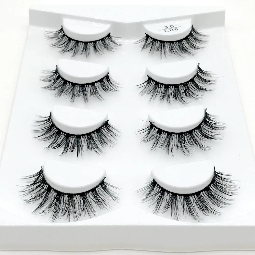 4 Pairs 3d Mink Lashes Eyelash Extension