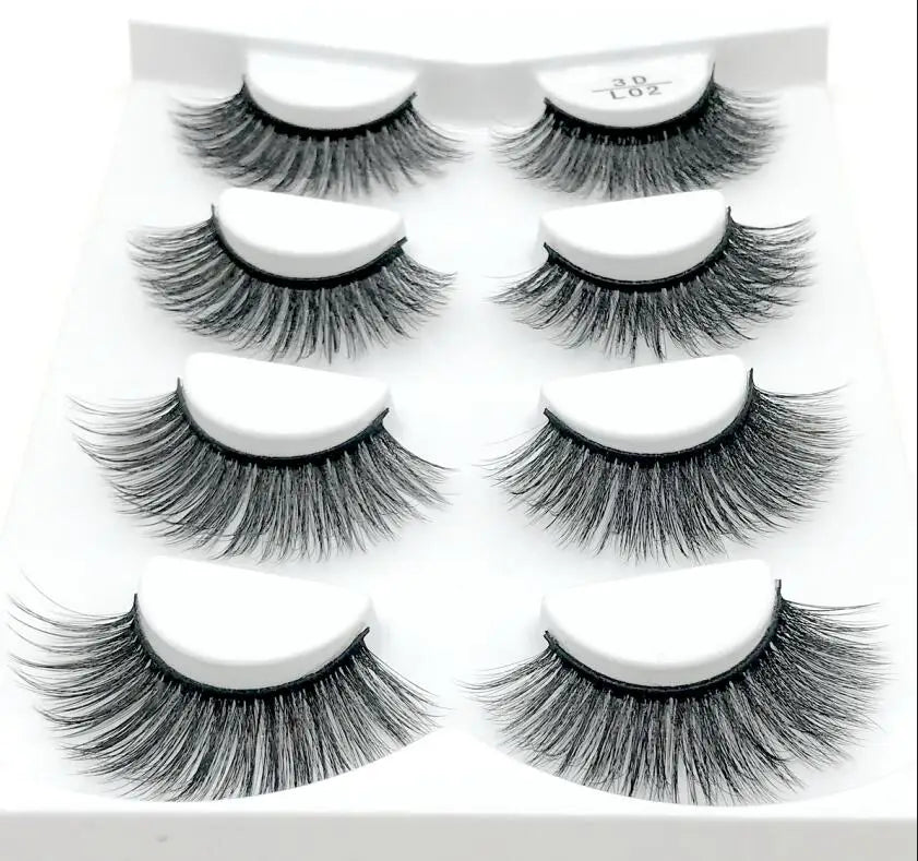 4 Pairs 3d Mink Lashes Eyelash Extension