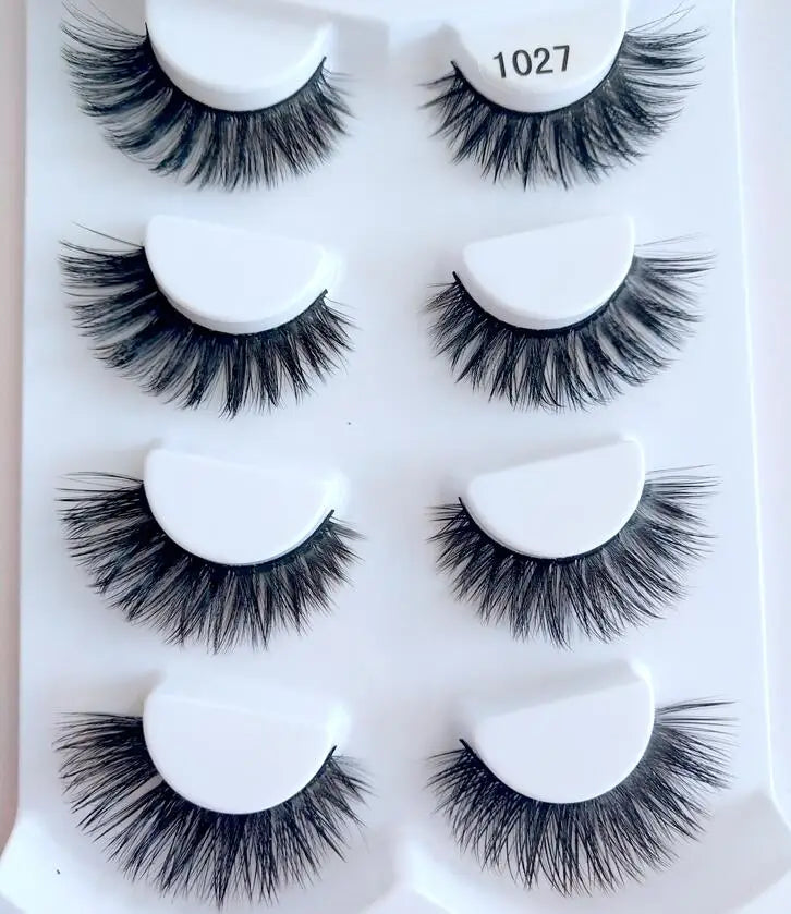 4 Pairs 3d Mink Lashes Eyelash Extension