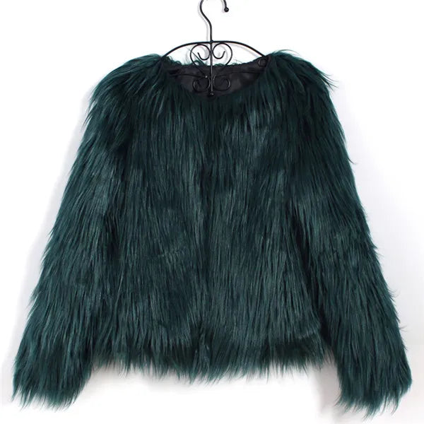 Furry Fur Coat Women Fluffy Warm Long Sleeve