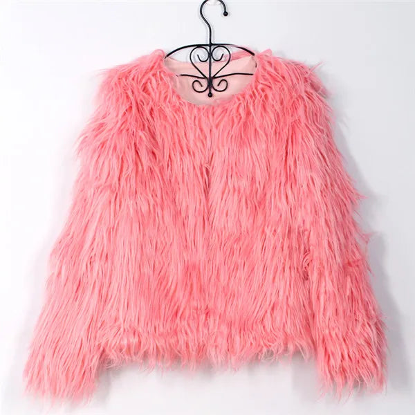 Furry Fur Coat Women Fluffy Warm Long Sleeve