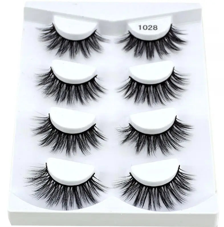 4 Pairs 3d Mink Lashes Eyelash Extension