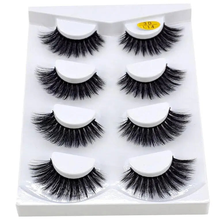 4 Pairs 3d Mink Lashes Eyelash Extension