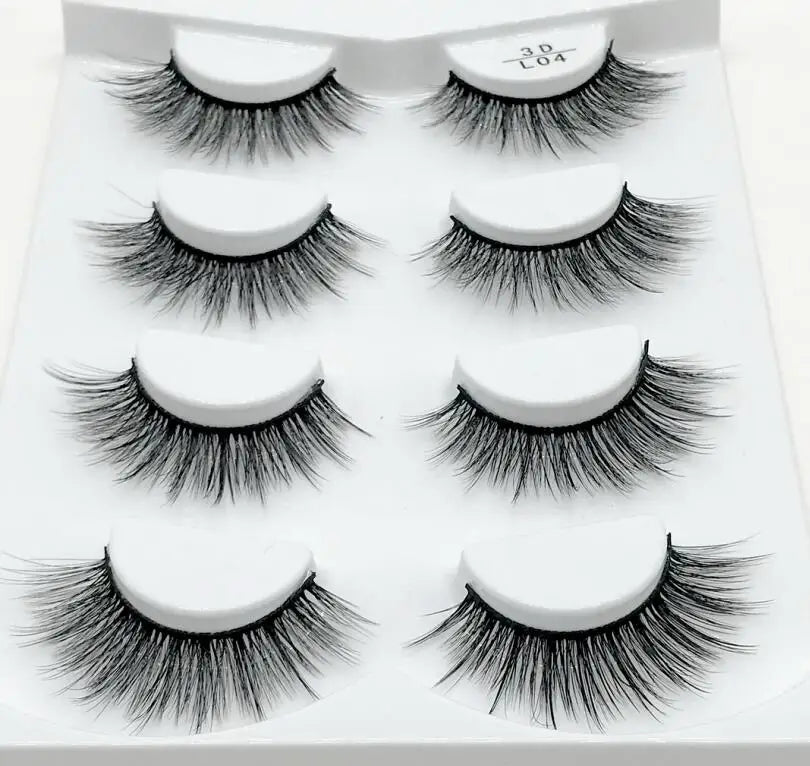 4 Pairs 3d Mink Lashes Eyelash Extension