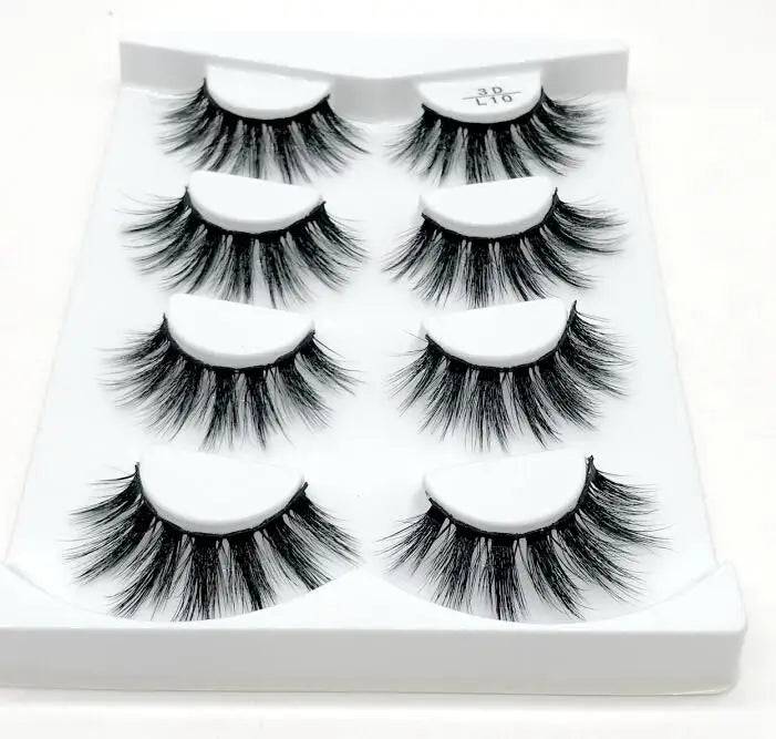 4 Pairs 3d Mink Lashes Eyelash Extension