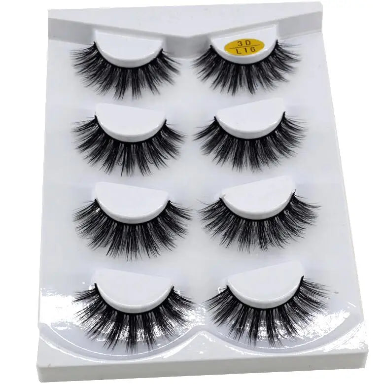 4 Pairs 3d Mink Lashes Eyelash Extension