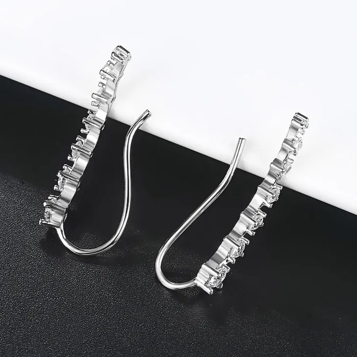 Long Dipper Ear Hook Clip Earrings Four-Prong Setting Zircon C