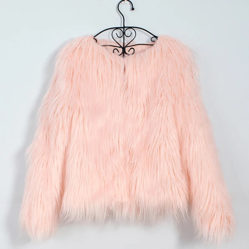 Furry Fur Coat Women Fluffy Warm Long Sleeve