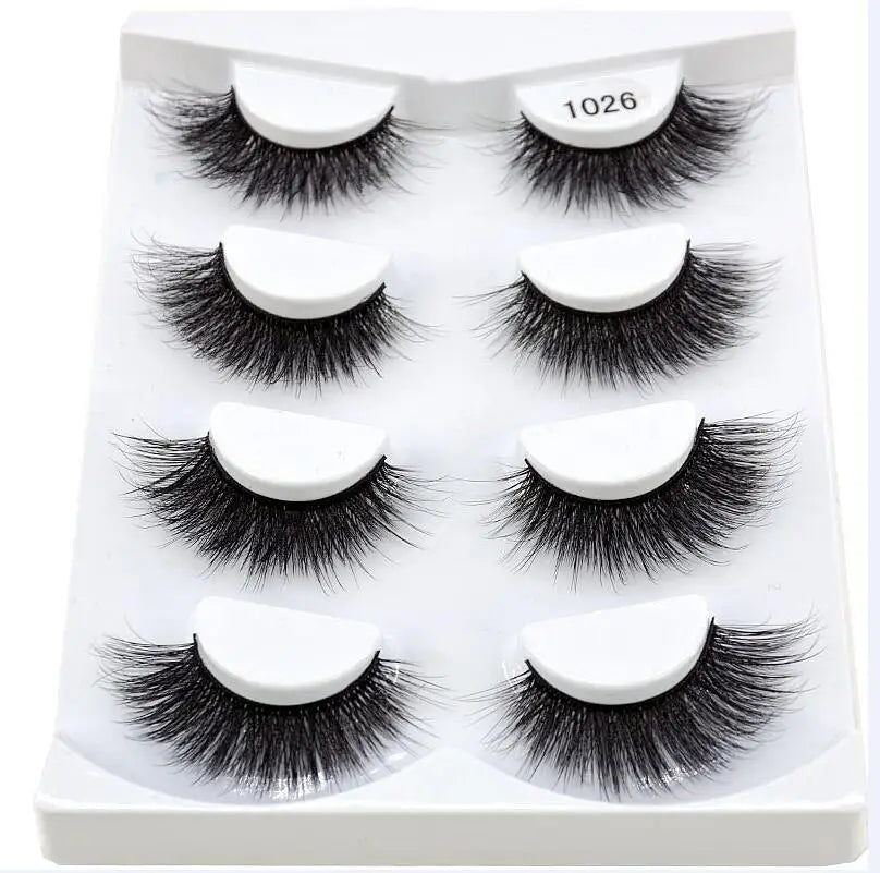 4 Pairs 3d Mink Lashes Eyelash Extension