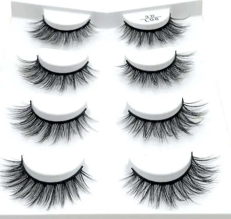 4 Pairs 3d Mink Lashes Eyelash Extension