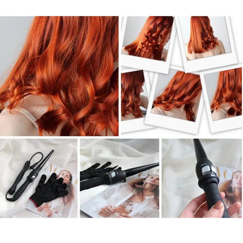 Conical Curling Iron Single Tube Ceramic Glaze Pear Flower Cone