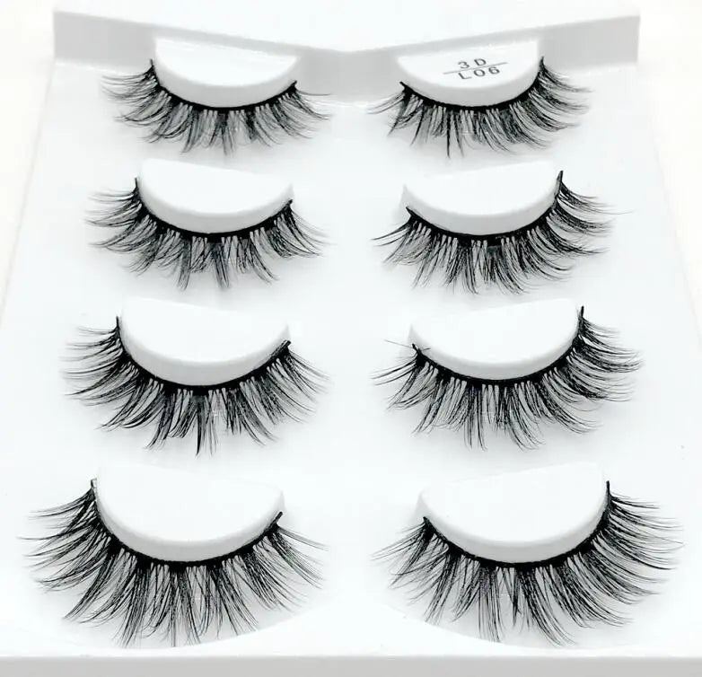 4 Pairs 3d Mink Lashes Eyelash Extension