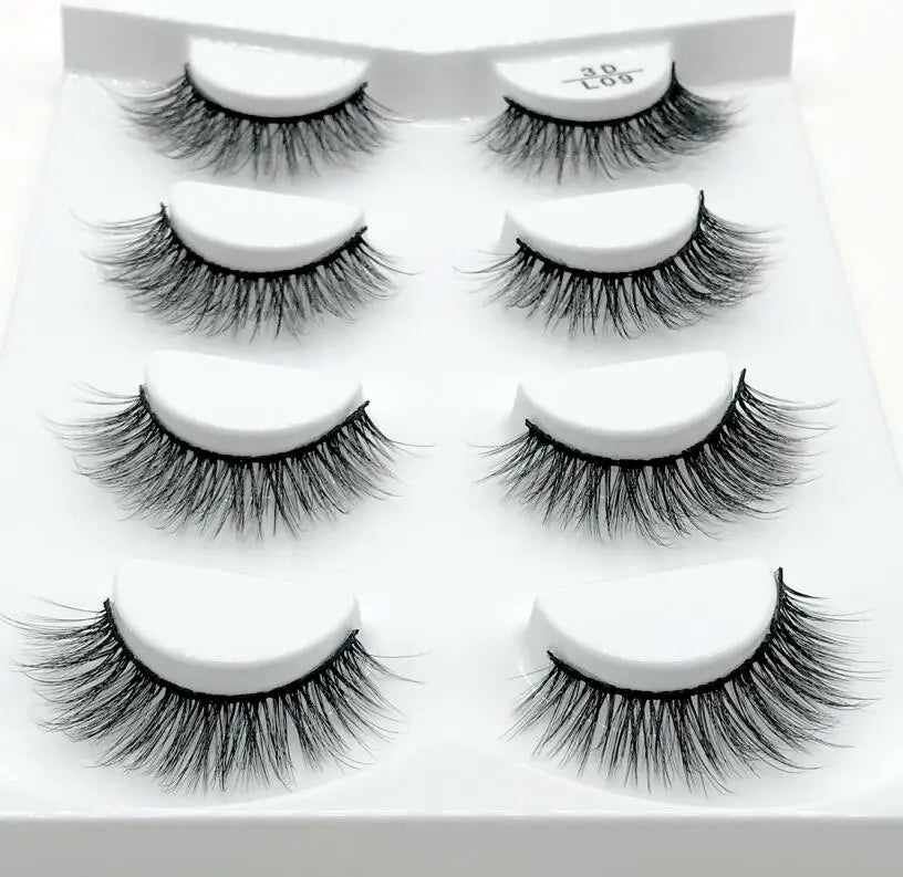 4 Pairs 3d Mink Lashes Eyelash Extension