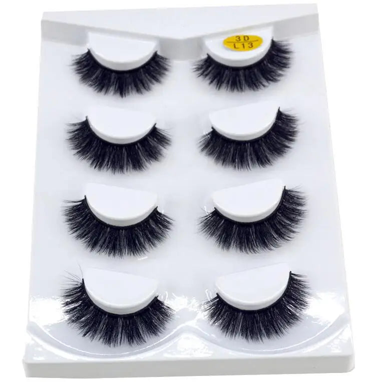 4 Pairs 3d Mink Lashes Eyelash Extension