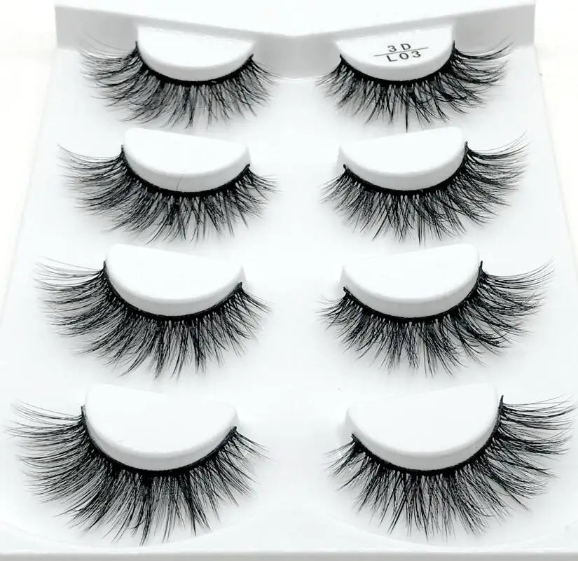 4 Pairs 3d Mink Lashes Eyelash Extension