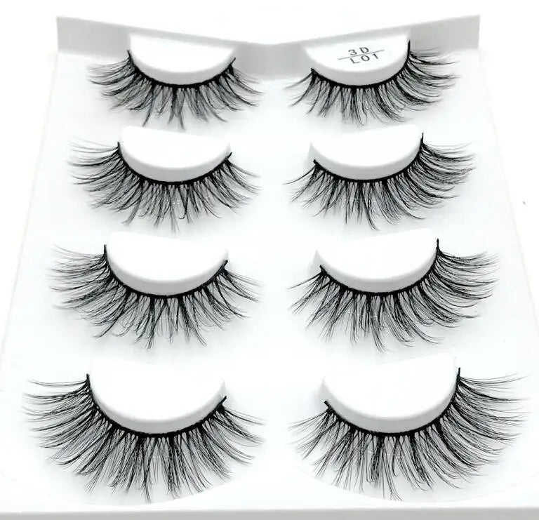 4 Pairs 3d Mink Lashes Eyelash Extension