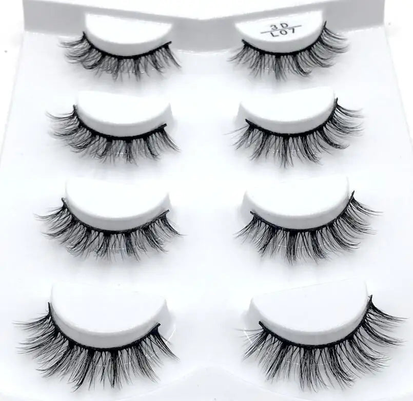 4 Pairs 3d Mink Lashes Eyelash Extension