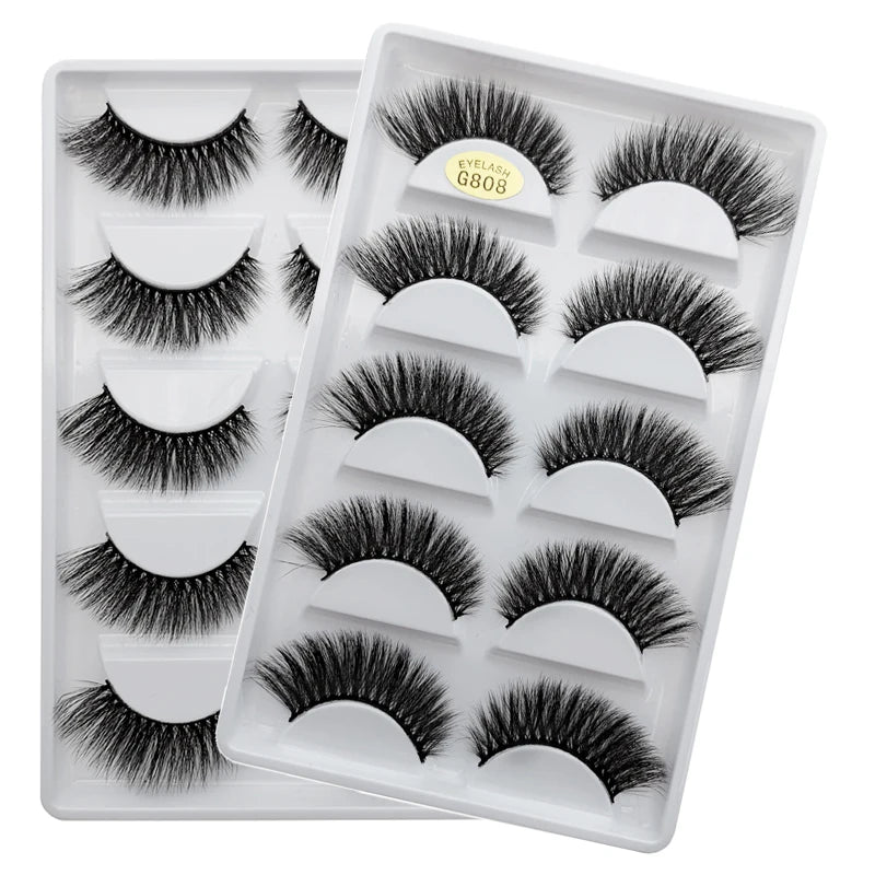 5 Pairs Eyelashes 3d Mink Lashes Natural Long 1 Box