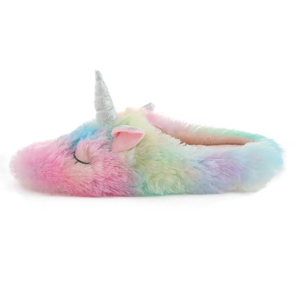 Unicorn Rainbow Slippers Comfy Home Indoor Warm Women Animal Shoes