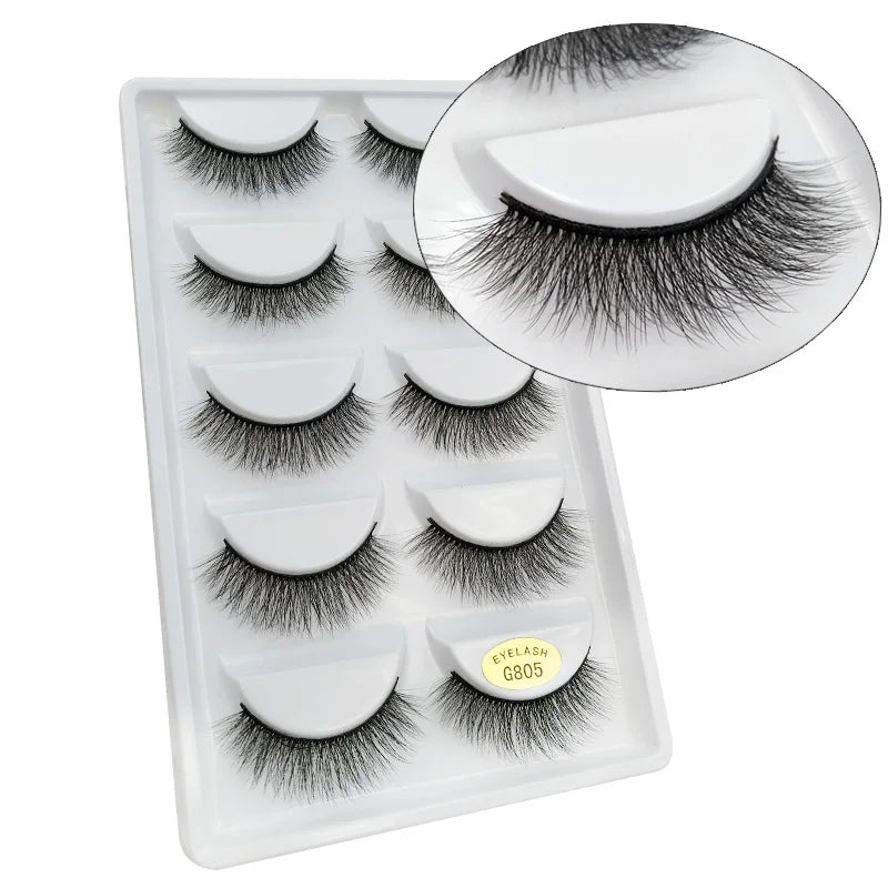 5 Pairs Eyelashes 3d Mink Lashes Natural Long 1 Box