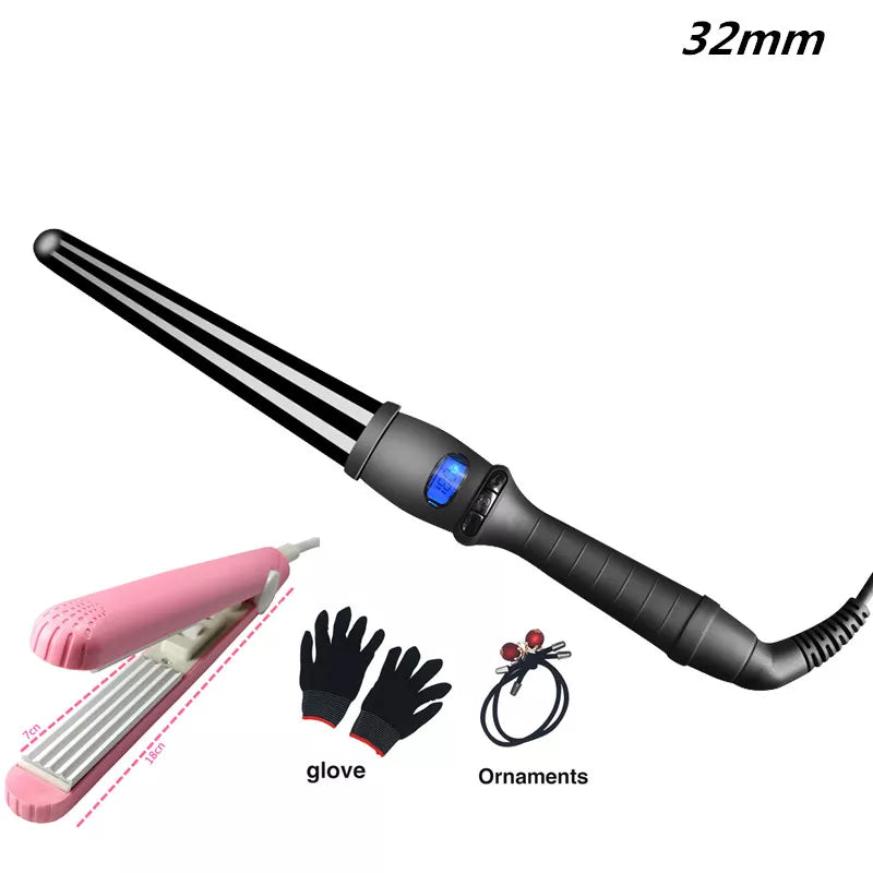 Ceramic Curling Iron Hair Waver Pear Flower Cone Electric Curling Wand