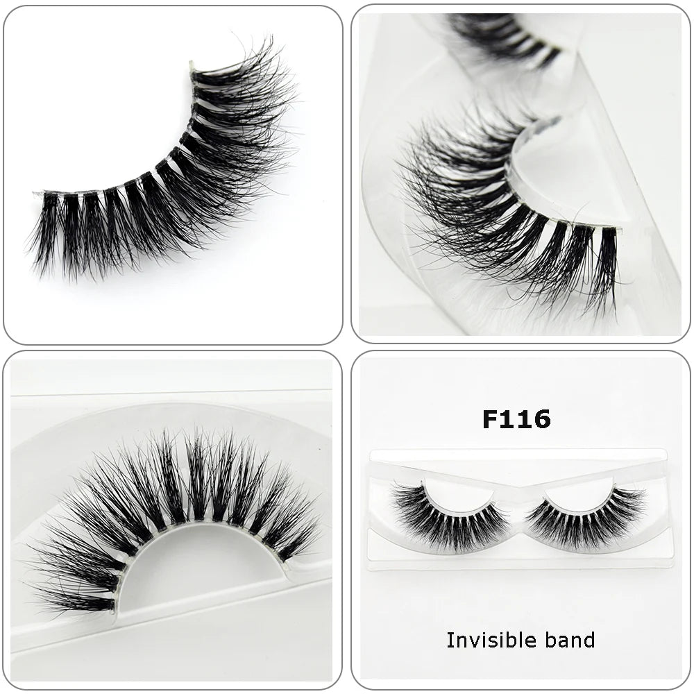 Mink Eyelashes Clear Band Eye Lashes Crisscross Transparent