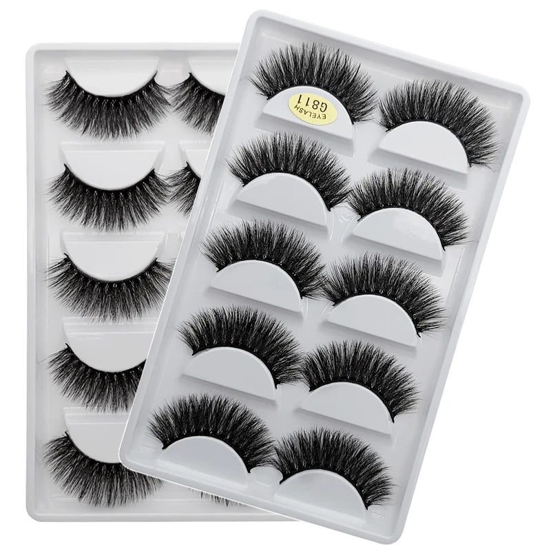 5 Pairs Eyelashes 3d Mink Lashes Natural Long 1 Box