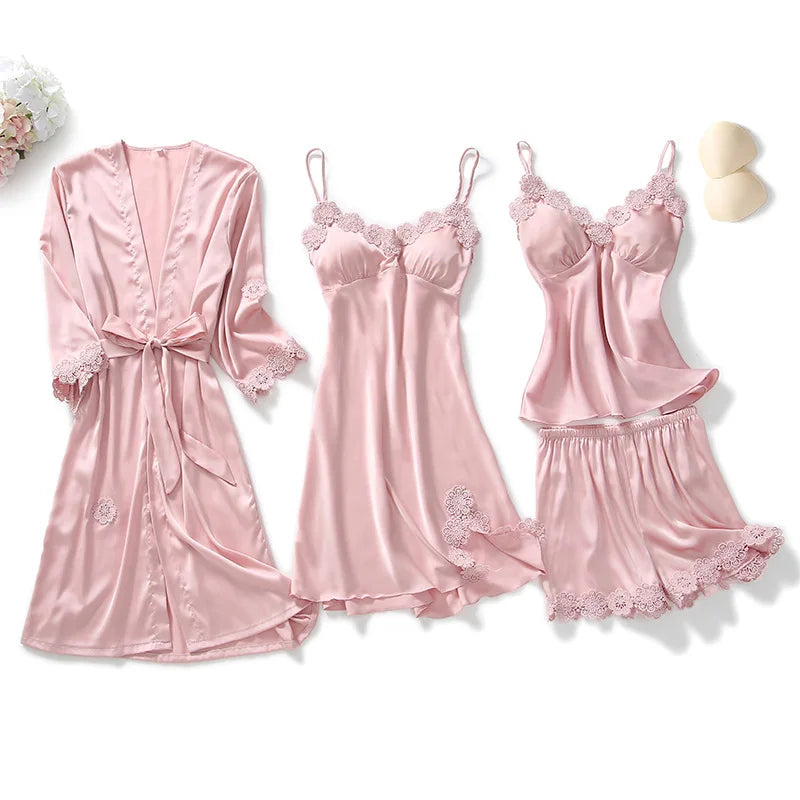 5PCS Satin Lace Sleepwear